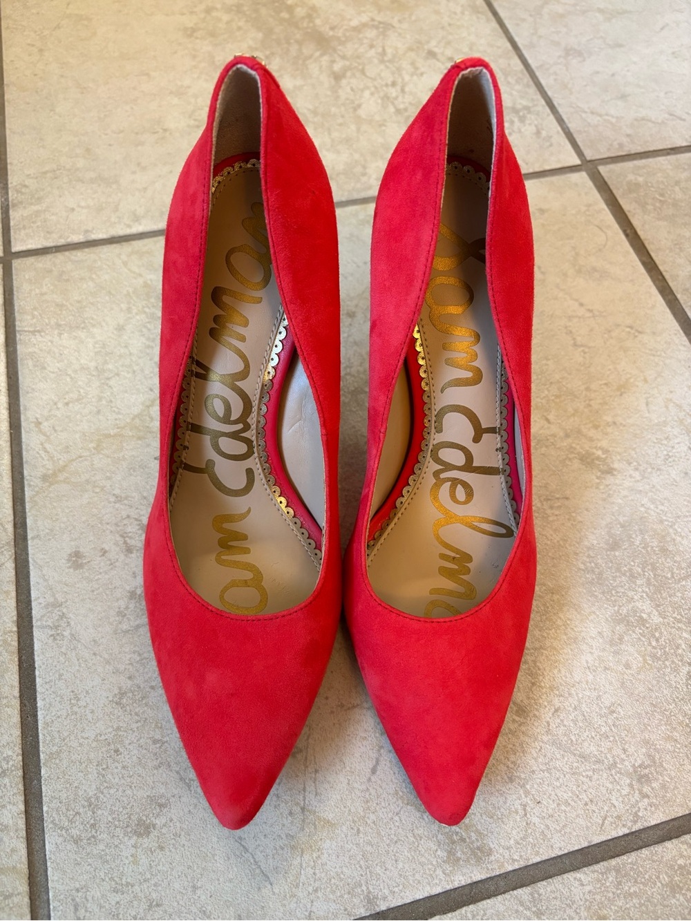Sam Edelman Redish/ Pink Suede Pointed Toe Pumps